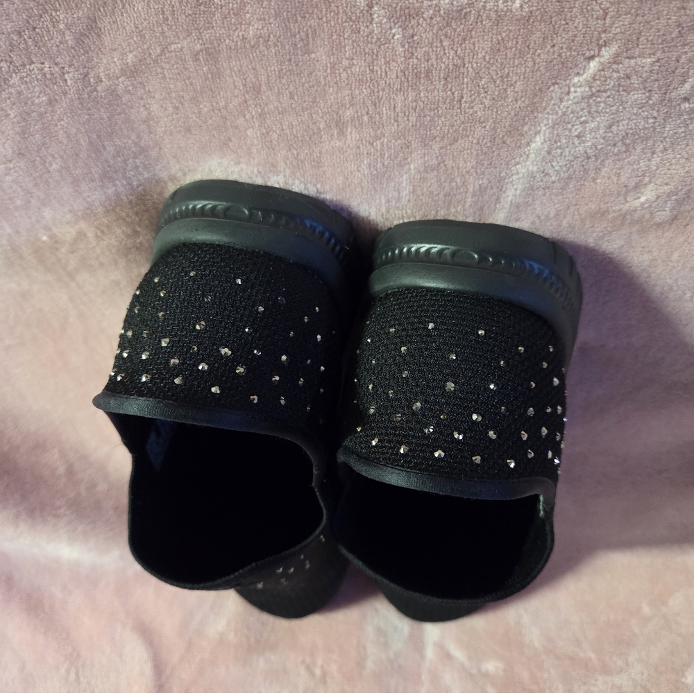 Skechers Black Slip-On Sneakers for Women  Rhinestone Detail - Picture 3 of 5